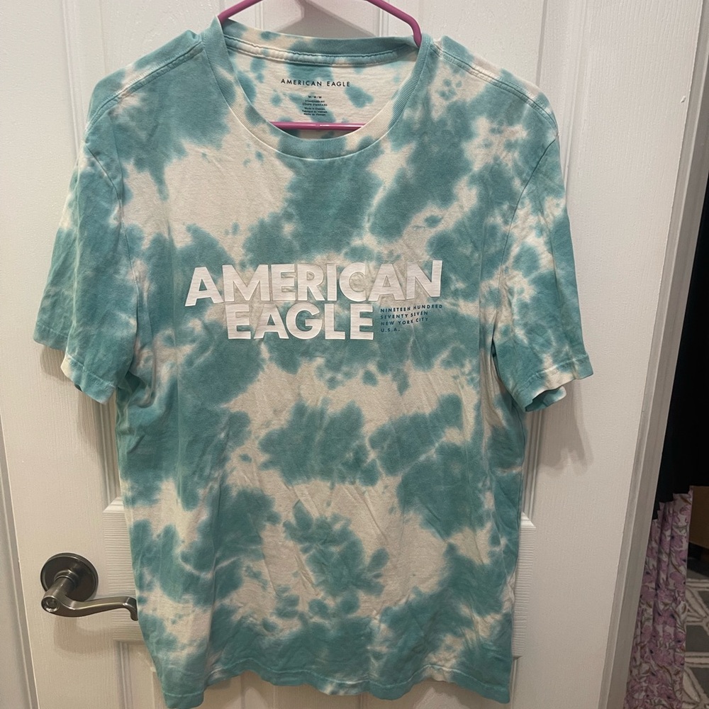American Eagle Turquoise and White Tee